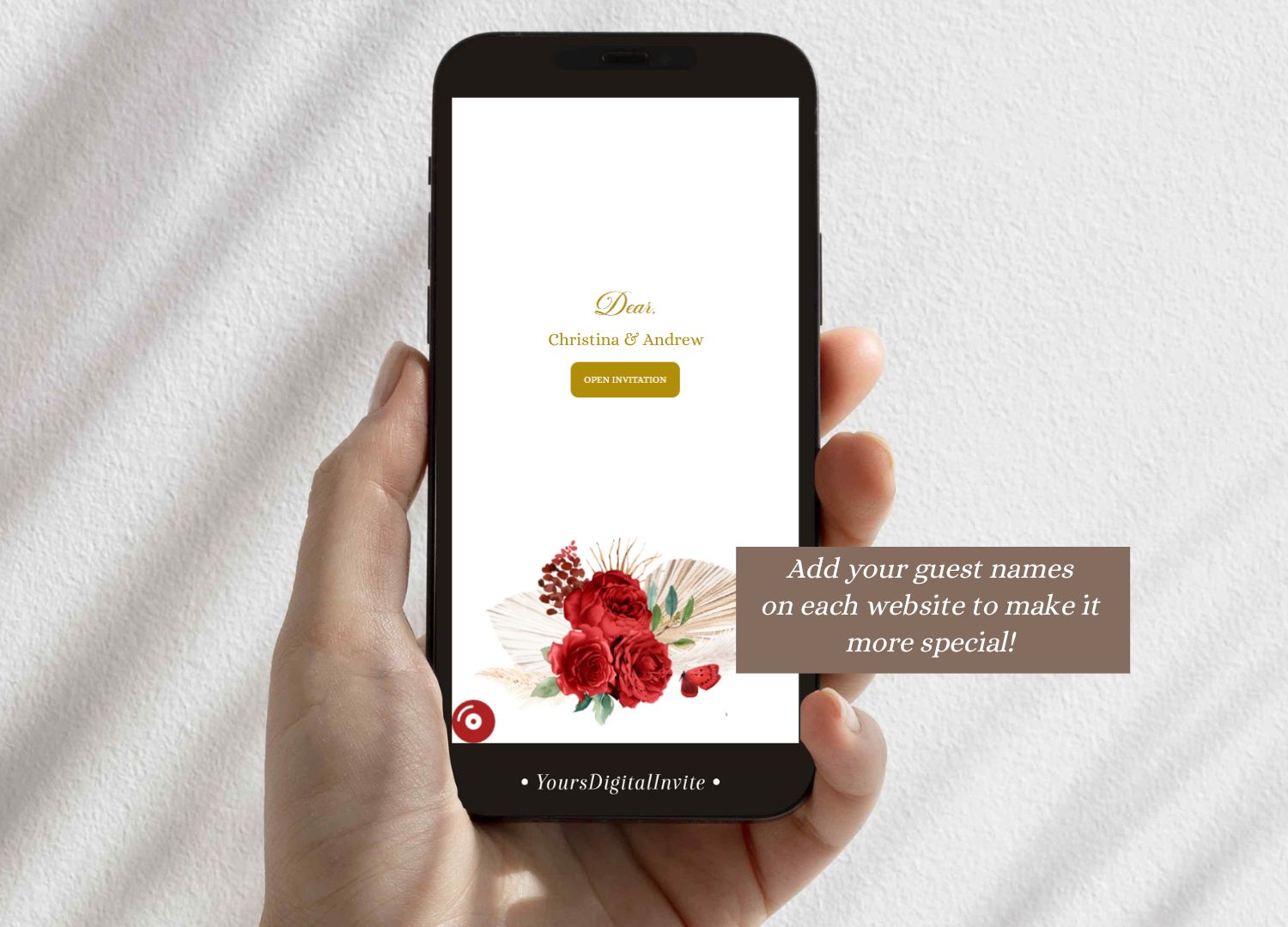 Custom A21 redc Boho Red Roses Pampas Grass Crown Mis Quince Custom Guest