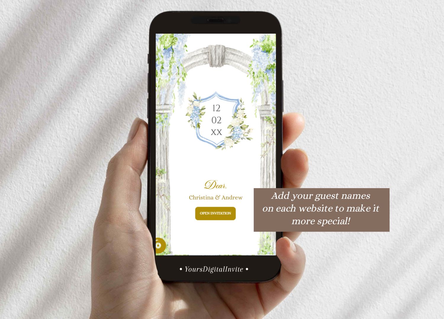 Custom A6 wed Regency Era Blue Themed Wedding Invitation