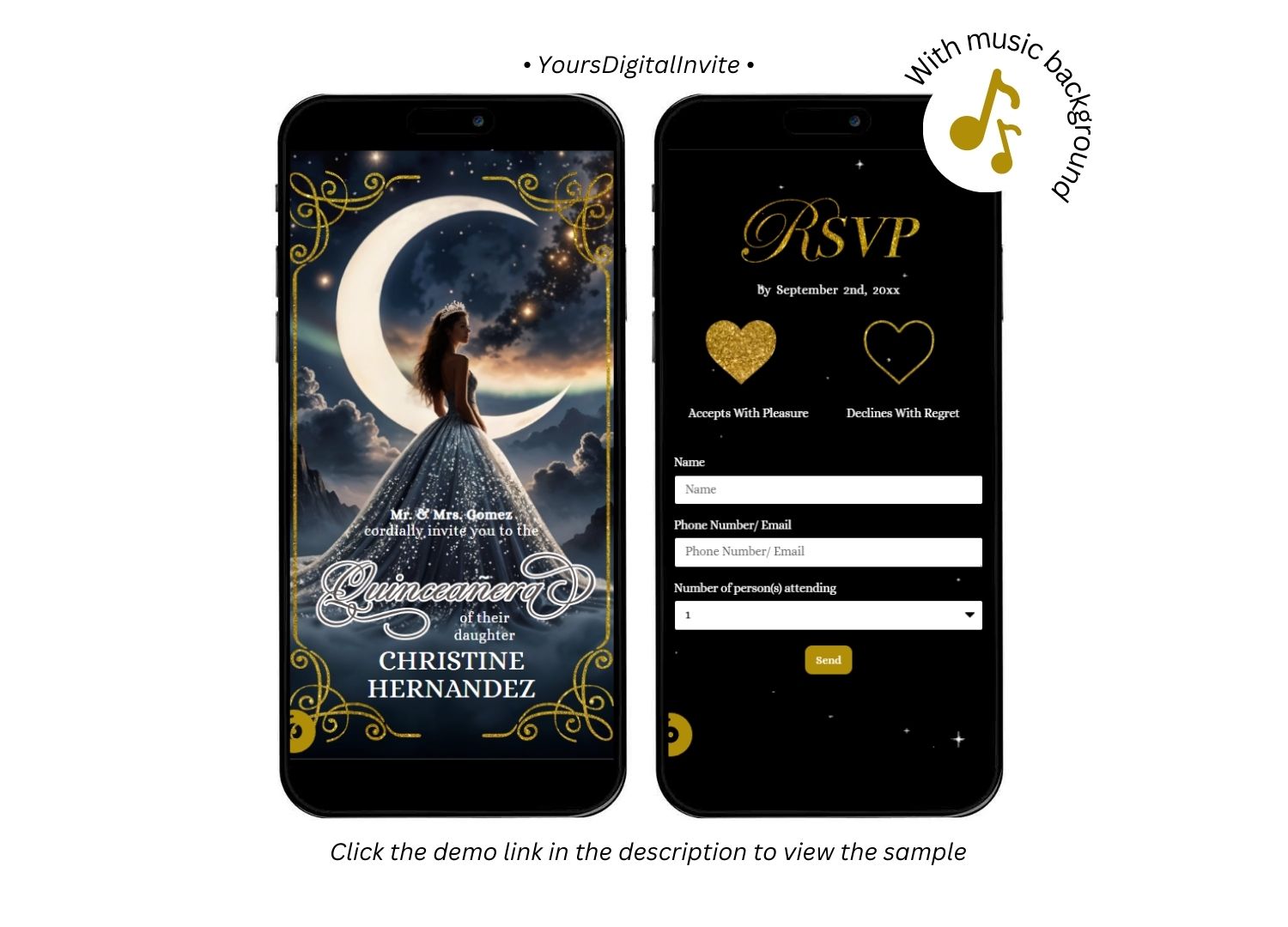 Gold Dusty Blue Quinceanera Celestial Glam Invitation