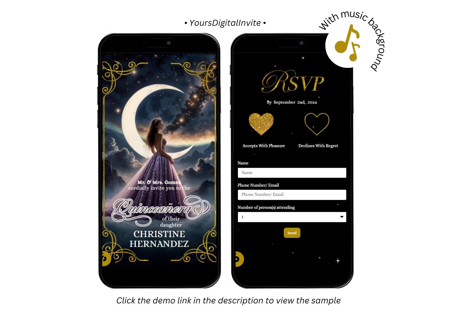 Gold Purple Quinceanera Celestial Glam Invitation