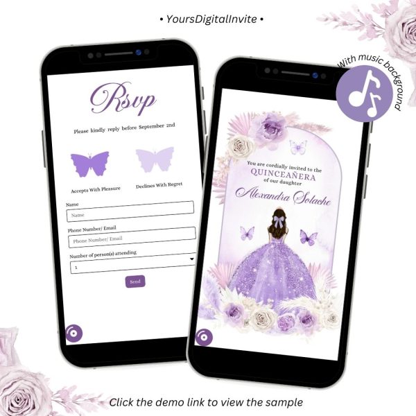 A18 Purple Boho Chic Quinceanera Invitation