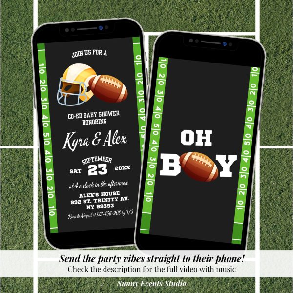 C74 Football Oh Boy Baby Shower Invitation