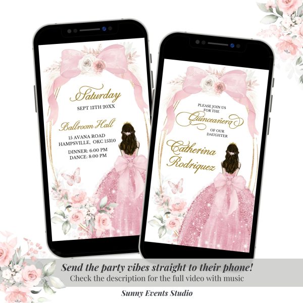 A18 Boho Coquette Bow Quinceanera Invitation