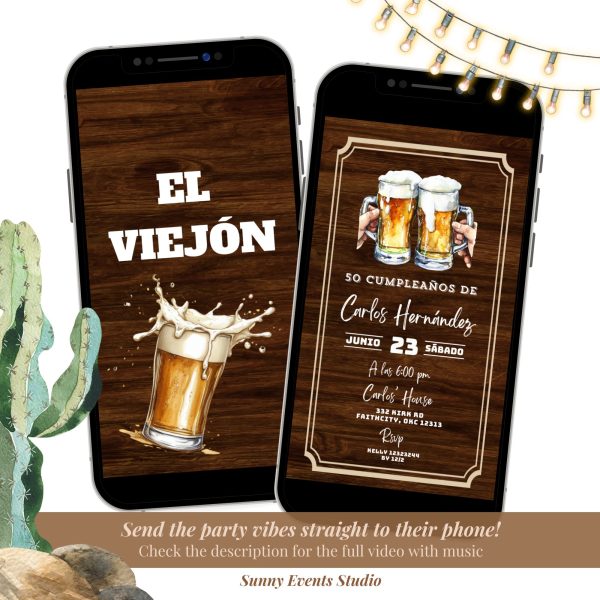 C139 Spanish Mexican Beer El Viejón Invitation