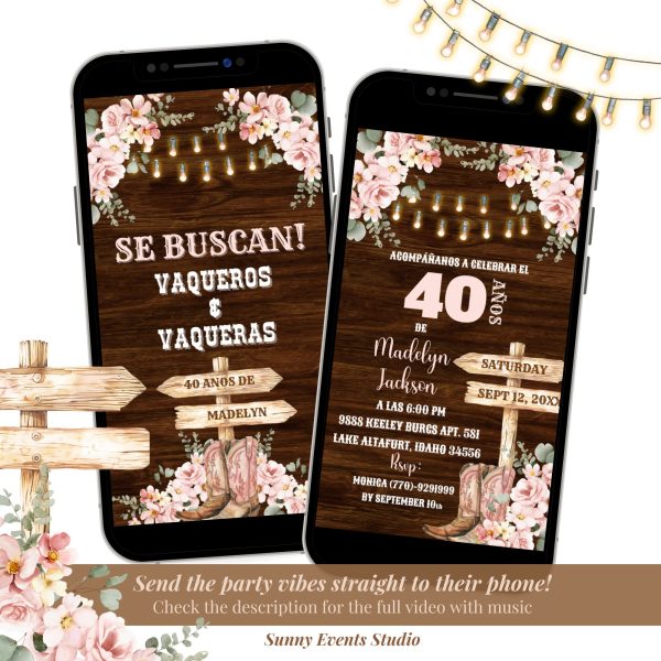 C13 Rustic Spanish Se Buscan Adult Woman Birthday Invitation