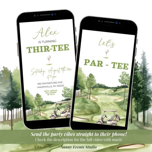 C42 Golf Thirtee Adult Birthday Party Video Invitation