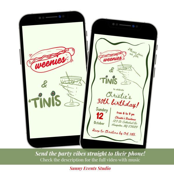 C56 Hand Drawn weenies and tinies Birthday Party Invitation