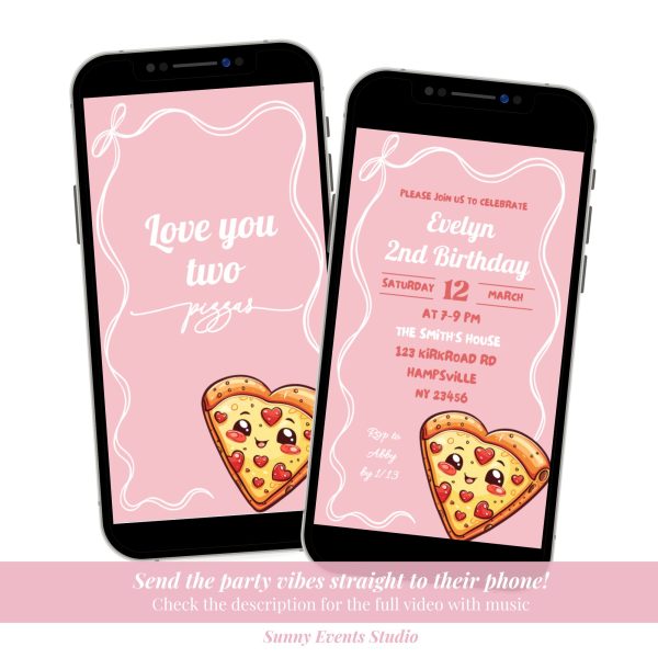 AC26 Bubblegum Pink Love You Two Pizza Second Birthday