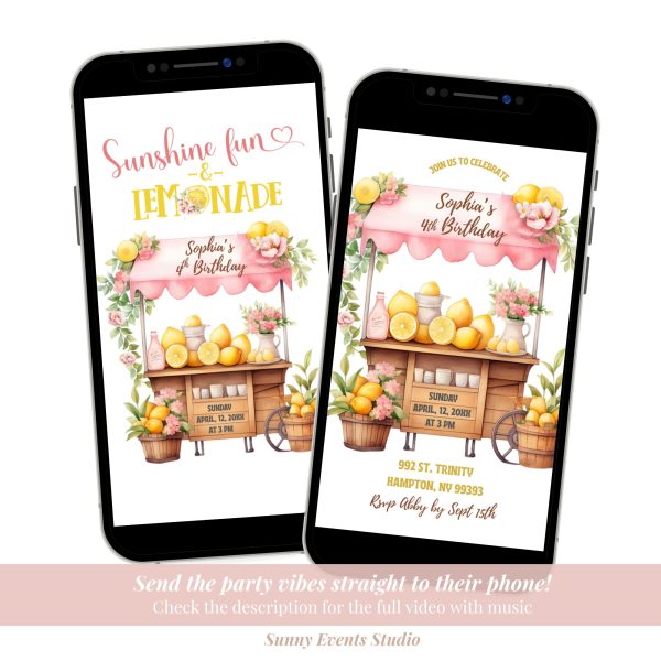 C10 Sunshine and Pink Lemonade Birthday Invitation