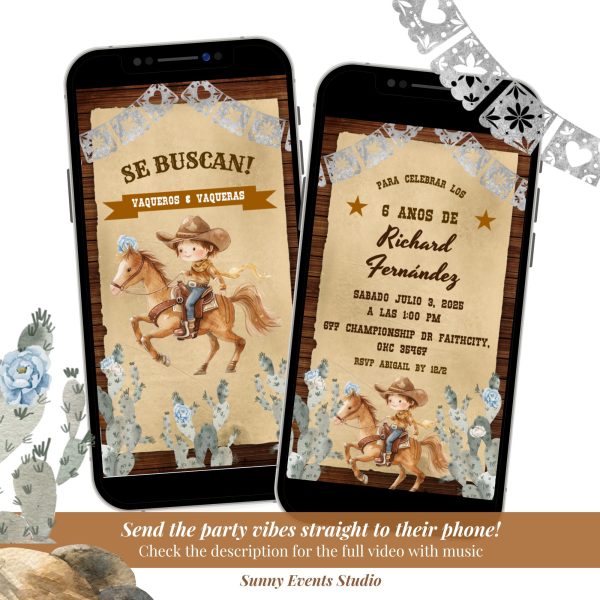 A4 Se Buscan WANTED Mexican Cowboy Birthday Invitation