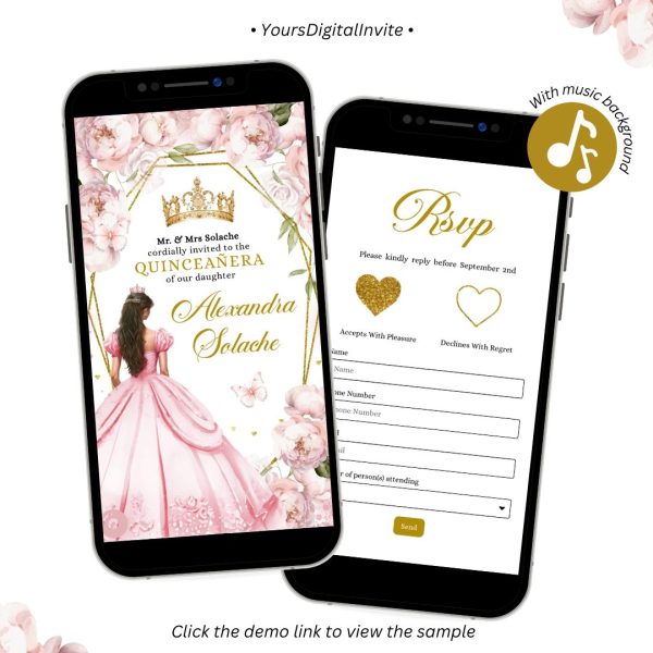 A26 Geometric Blush Pink Mis Quince Invitation